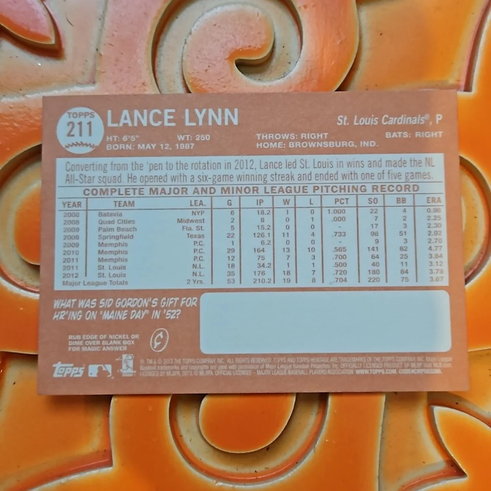 Saint Louis Cardinals Lance Lynn Baseball Cards 5pack